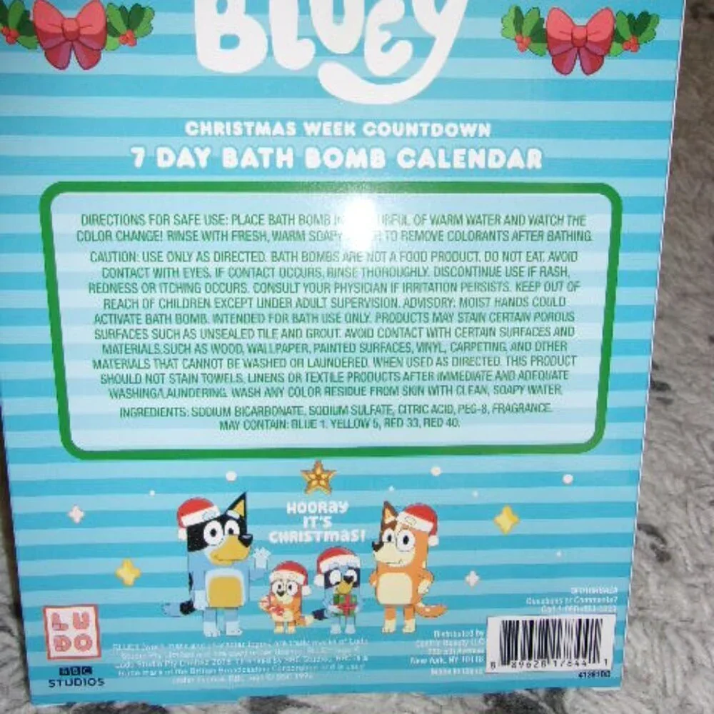 NEW Bluey Christmas Countdown Bath Bomb Calendar